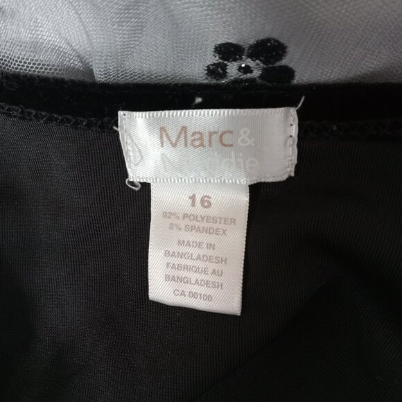 MARC & MADDIE Size 16 Black Fully-Lined Floral Accents Long Sleeve Dress Lace - Picture 14 of 16